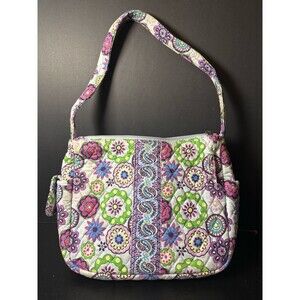 Unbranded‎ Quilted Cotton Shoulder Bag – Multicolor Floral Medallion, Zip Top